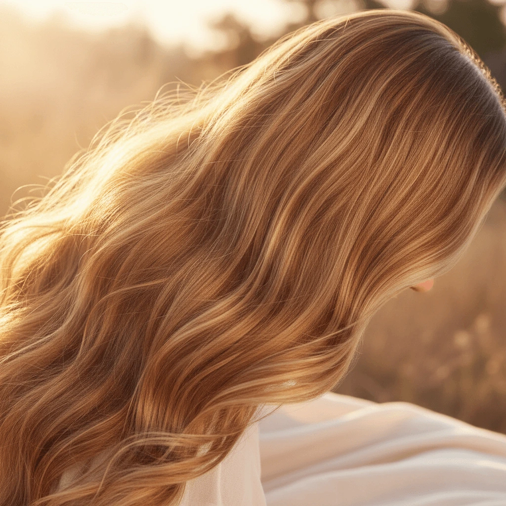 cheveux longs brillants en bonne santé